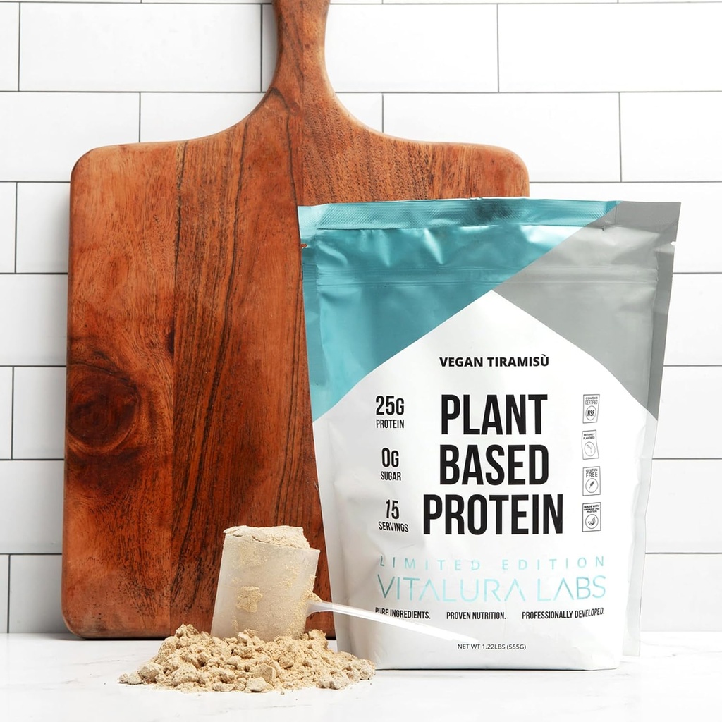 Poudre végétale à base de protéines – Poudre végétale à base de pois, de riz et de citrouille - Aucun sucre ajouté - Aucun ingrédient artificiel - Tiramisu - 15 portions