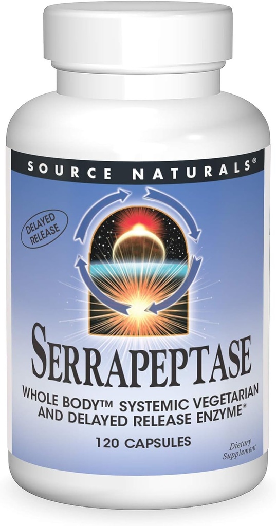Source Naturals Serrapeptase - Enzyme de libération retardée - 120 Capsules végétariennes