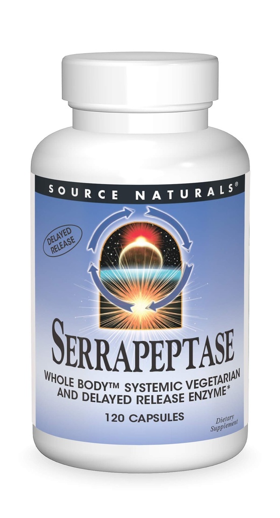 Source Naturals Serrapeptase - Enzyme de libération retardée - 120 Capsules végétariennes