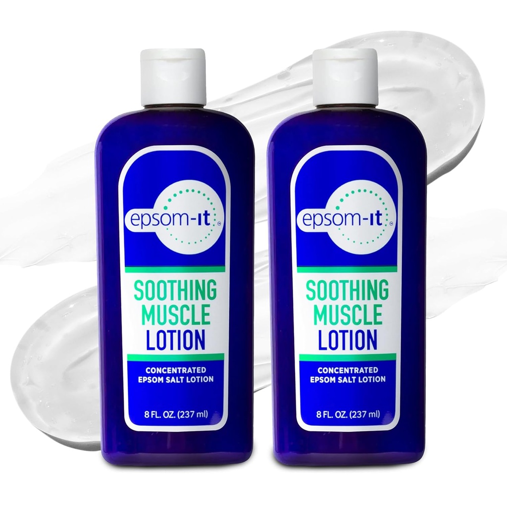 EPSOM-IT Lotion musculaire apaisante - Crème de sulfate de magnésium de sel d'Epsom Arnica pour l'étirement musculaire, Lotion de magnésium topique, offrant confort aux jambes, genou et pieds, 8,0 oz., 2-Pack