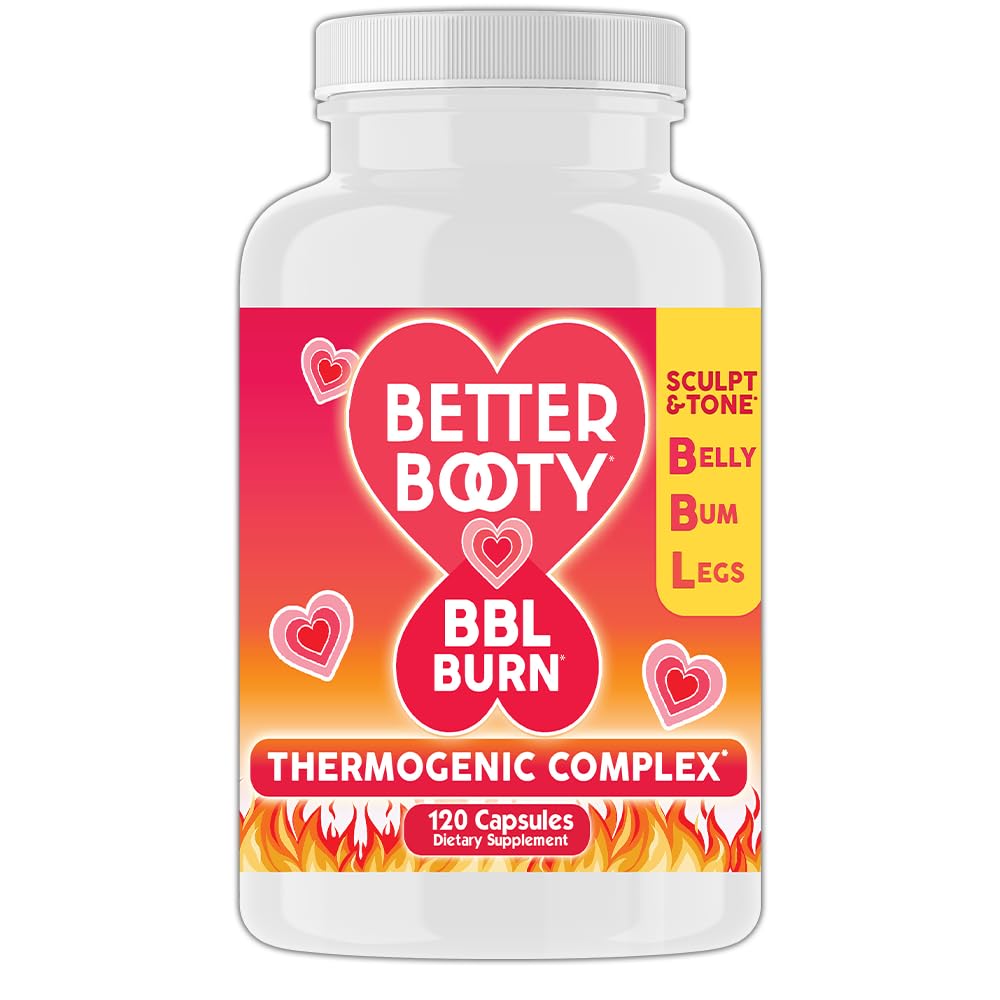 Better Booty BBL Burn Capsules complexes thermogéniques, Tone & Sculpt Belly, Bum + Jambes w. Garcinia Cambogia, Guarana, Green Tea Ext, ALA, & Cayenne Pepper Supplément (120ct, 60 portions)