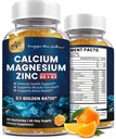(2 Pack) Gommies de zinc de magnésium de calcium avec vitamine D3, K2, B12 et B6 pour adultes, Glycinat de magnésium sans sucre avec supplément de mousse de mer de potassium, Citrate de calcium pour l'humeur osseuse et le soutien du sommeil