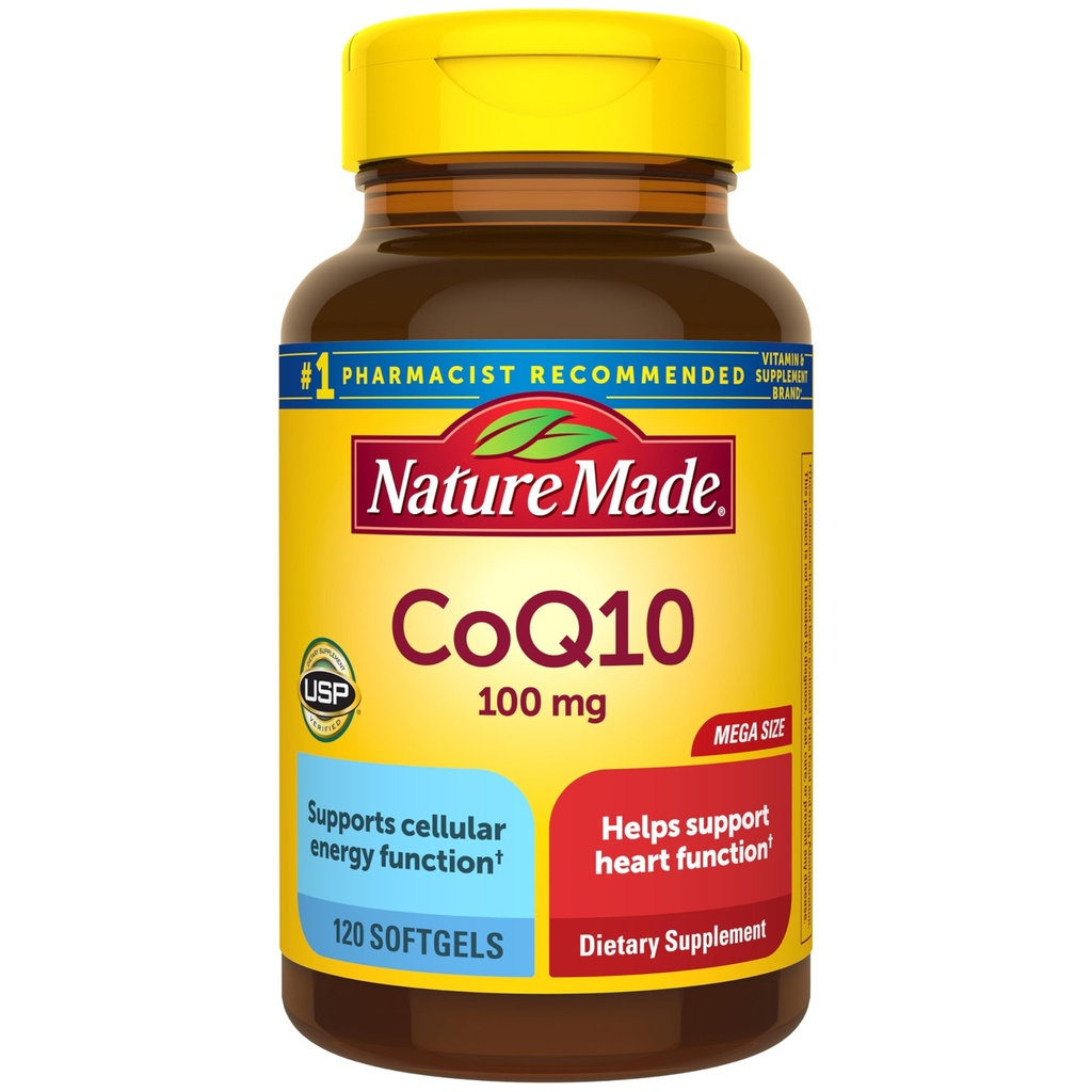 Nature faite CoQ10 100mg, complément alimentaire pour le soutien de la santé cardiaque, 120 Softgels, 120 jours d'approvisionnement