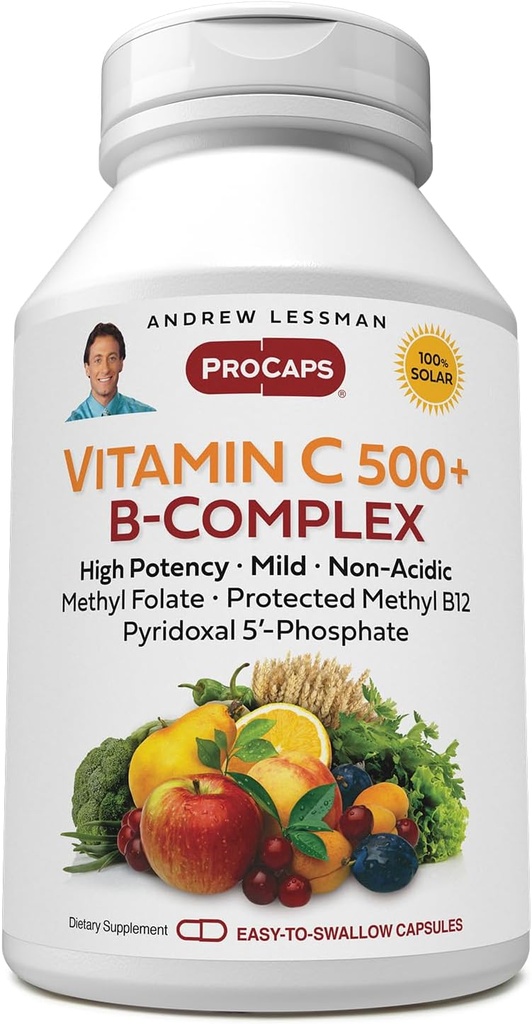 ANDREW MOINSMAN Vitamine C 500 Plus B-Complex 60 Capsules - Vitamine C Plus Citrus Bioflavonoïdes non acides pour le système immunitaire et le soutien anti-oxydant. Capsules faciles à avaler. Aucun additif