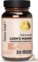 Lion végétalien du futur complexe de champignons de la Mane - Supplément cerveau avec Chaga, Maitake, Shiitake et Reishi, soutient la mémoire et la focalisation (30ct)