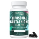 8-en-1 Glutathion liposomique 2400 MG, formule antioxydante à absorption élevée – avec acide hyaluronique, acide alpha-lipoïque, resvératrol - peau, détox hépatique et système immunitaire, 60 softgels