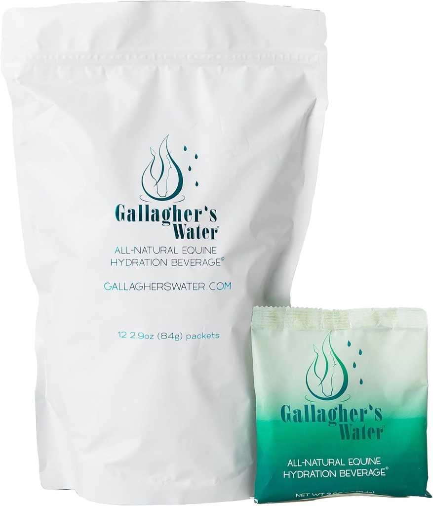 Gallagher's Water 12 Pack All-Natural Equine Hydratation Treat - Enhancement mélange de poudre de cheval boisson pour aider à encourager à boire de l'eau - Fait avec tous les ingrédients naturels, FEI conforme