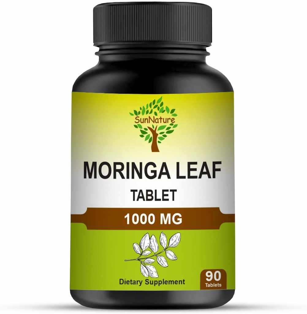 1000 mg Moringa Comprimés Feuilles 100% Oleifera Feuille pour hommes et femmes Supplément Moringa pour l'énergie, l'immunité et la santé articulaire