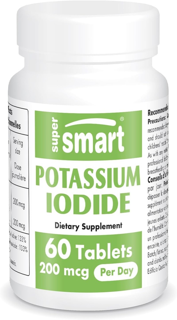 SuperSmart - Iodide de potassium KI 200mcg par jour (Iodine stable) - Bouclier à haute puissance