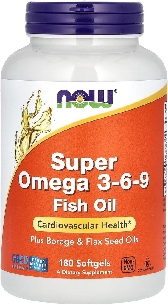 Maintenant les aliments Super Omega 3-6-9 Soft-gels, 1200Mg, 180-Count
