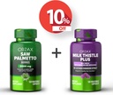 OrzAX Saw Palmetto 2000 mg 120 Capsules et Thistle de Lait Plus avec Dandelion 120 Capsule Vegatable, ensemble