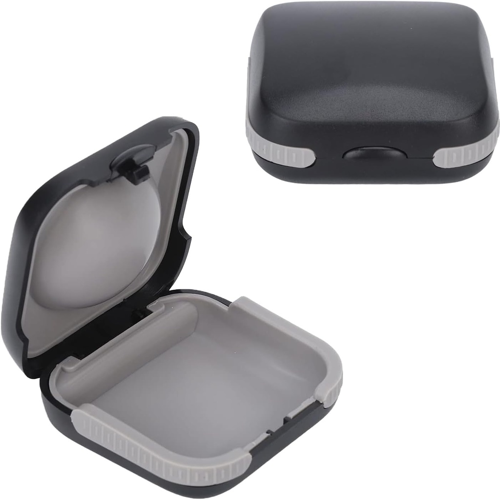Housse de protection pour appareils auditifs de voyage Hard Small Splashproof 2,16"*2,04"*0,39" Intérieur coussiné pour 2 appareils auditifs, ITE, RIC, CIC (Noir)