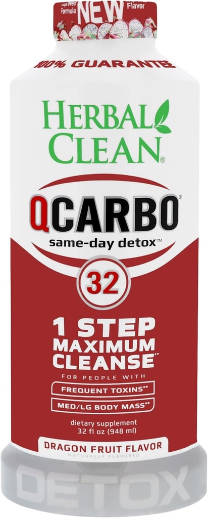 Herbal Clean Same-Day Premium Detox Drink, Dragon Fruit Flavor, 32 Fl Oz