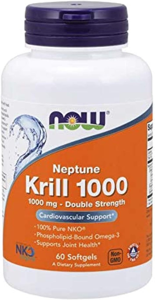 Now Foods Neptune Krill 1000 Huile de poisson 1000 Milligramme, 60 Softgels (2 Pack)
