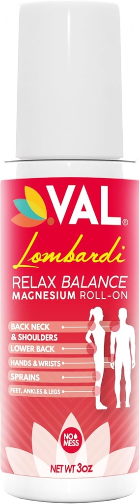 VAL Lombardi Magnésium Rouleau sur 3oz de Zechstein Magnésium + Arnica de Relief articulaire et musculaire pour le dos, le cou, les jambes et les pieds