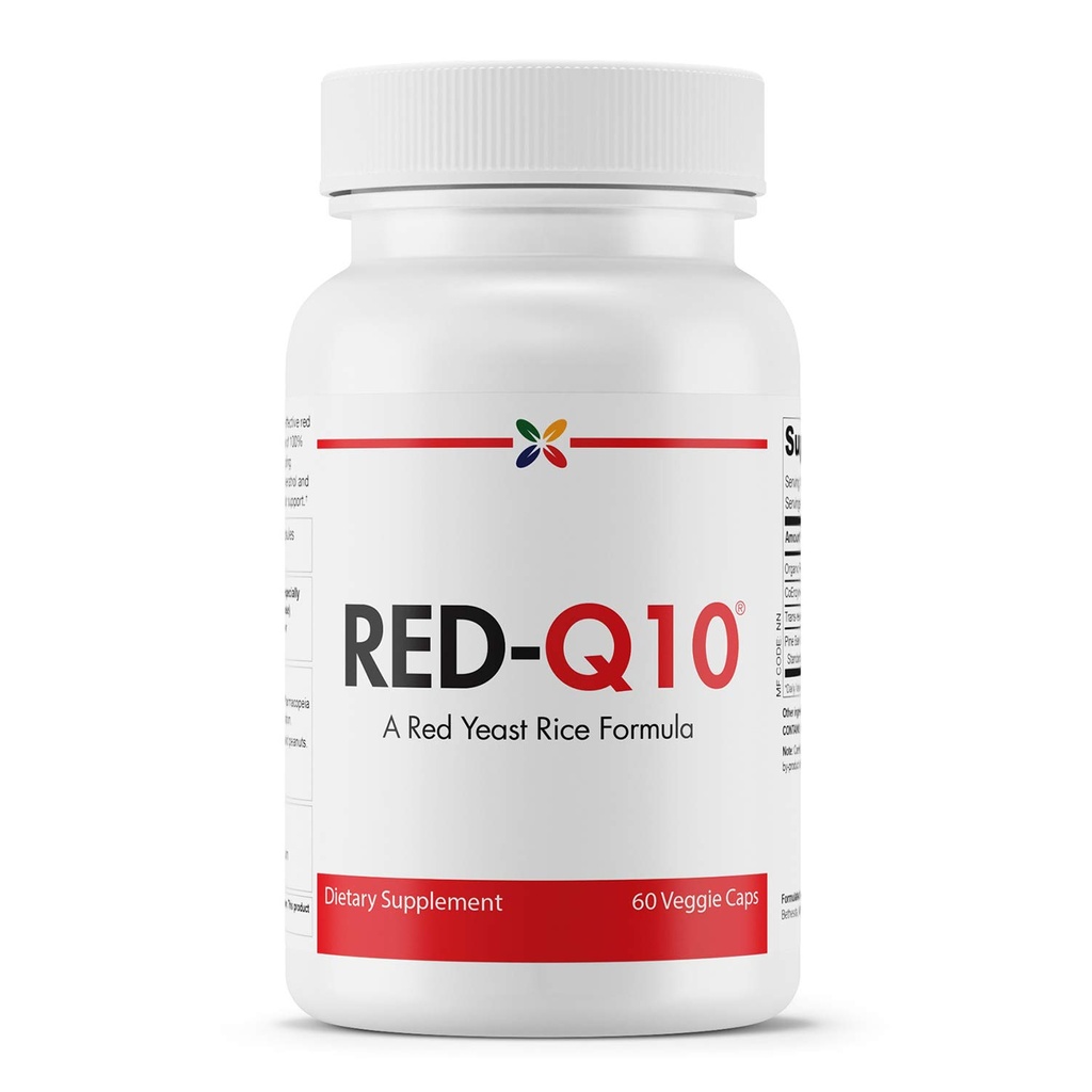 Arrêter de vieillir maintenant - RED-Q10 Riz de levure rouge biologique avec CoQ10 - Formule de riz de levure rouge - 60 capsules de légumes