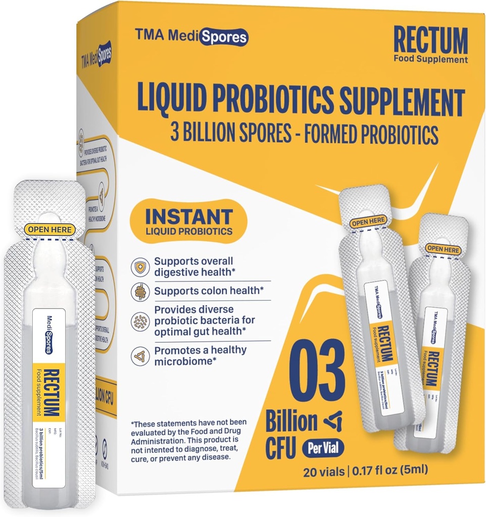 Rectum Soil-Based Probiotic Liquid Support Gut Health*: Soulagement de l'estomac, effet sur le ballonnement,Immune et soutien longue durée santé digestive, boisson quotidienne pour adultes/enfants,20 flacons (3 milliards d'UFC/vial)