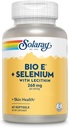 Bio Vitamine E 400 UI (268 mg) avec Sélénium 100 mcg et Lecithine - Support thyroïdien, Supplément antioxydant et immunosupport, Haute absorption, Verifié en laboratoire, Garantie de 60 jours, 30 portions, 60 Softgels