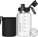 Bouteille de shaker en verre, 22oz sans BPA, sans odorine Bouteille de shaker avec balle en acier inoxydable 304 et brosse de nettoyage amovible pour mélanges de protéines de fitness(1paquet)