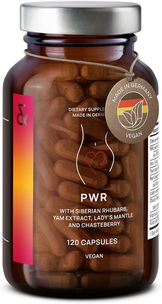 CLAV® Natural Hormone Balance for Women - PMS Relief with Siberian Rhubarb, Wild Yam & Vitex Berry - Supplément régulateur menstruel végétalien - 120 capsules