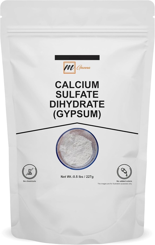 Dihydrate de sulfate de calcium pur à 100 % - Poudre de gypse pour cuisson, traitement de l'eau et formulations cosmétiques 0,5 lb / 227 g