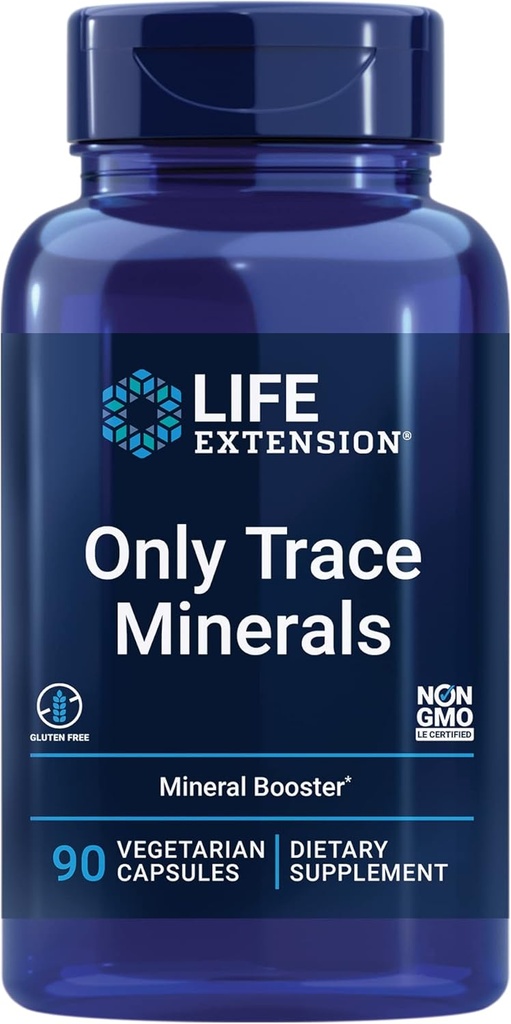 Prolongation de vie seulement Trace Minerals, une dose quotidienne de zinc, Chrome, Boron, Cuivre, Manganèse, Vanadyl sulfate, Sans gluten, Non-OGM, Végétarien, 90 Capsules