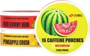 LyvWel 72mg Pouches d'énergie caféine – pastèque, ours roux, broyeur d'ananas – énergie propre juteuse avec Guarana – 3-pack (48 Pouches totales)