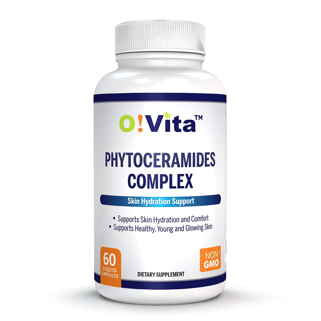 Complexe de phytocéramides, réparation et rajeunissement de la peau, soutien anti-âge, céramides dérivés de plantes, avec vitamines C, B-6 et B-12, 2 mois d'approvisionnement (60 capsules liquides non OGM)
