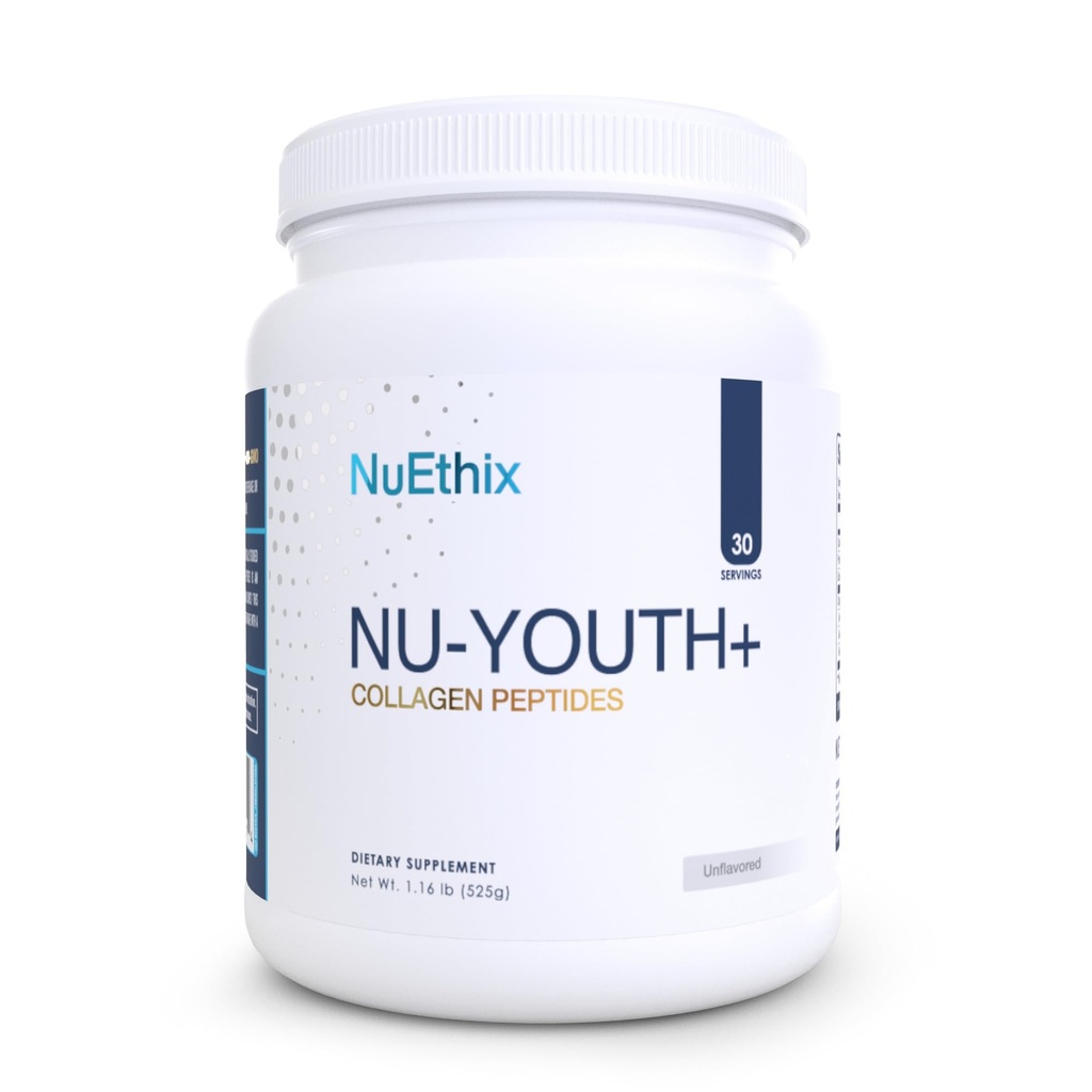 NuEthix Formulations Nu-Youth + Collagen Protein, Collagen Peptides, May Help Support Bones and Joints Dietary Supplement, 30 Servings