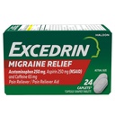 Caplets de soulagement de la migraine pour les symptômes de la migraine, acétaminophène 250mg, aspirine 250mg, caféine 65mg, analgésique, 24 Compte
