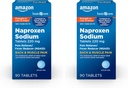 Soins de base Douleurs dorsales et musculaires, comprimés de sodium de Naproxen 220 mg, analgésique et réducteur de fièvre, pour maux de dos, douleurs musculaires, douleurs d'arthrite mineure, maux de tête et plus, 90 Compte (paquet de 2)