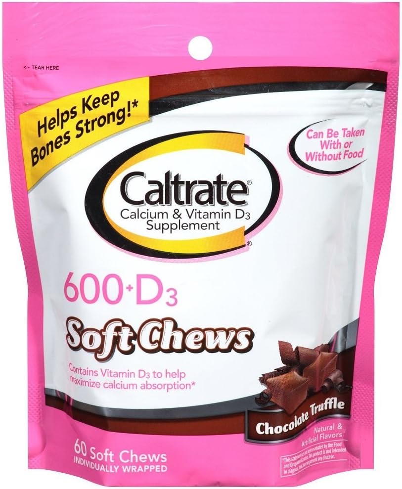 Caltrate 600+D Chews doux, Truffe de chocolat, 60 Nombre (2 Pack)