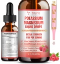 Supplément de magnésium potassique gouttes liquides - Supplément de potassium à haute absorption avec magnésium, calcium, vitamine D3 K2, végétalien, crampes de jambe de soutien non OGM Potasio, os, muscle - 2 fl oz