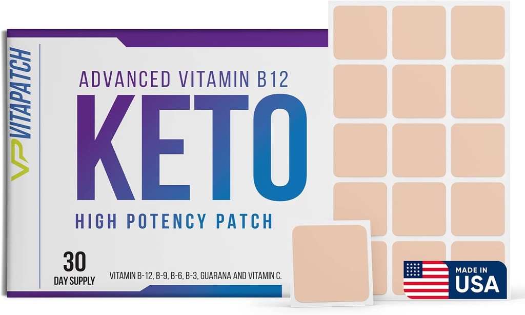 Keto Patch avec B12 méthylcobalamine et vitamine Guarana B12 Patch pour l'énergie - 30 jours d'approvisionnement Keto et vitamine B12 Patches - Fabriqué aux États-Unis
