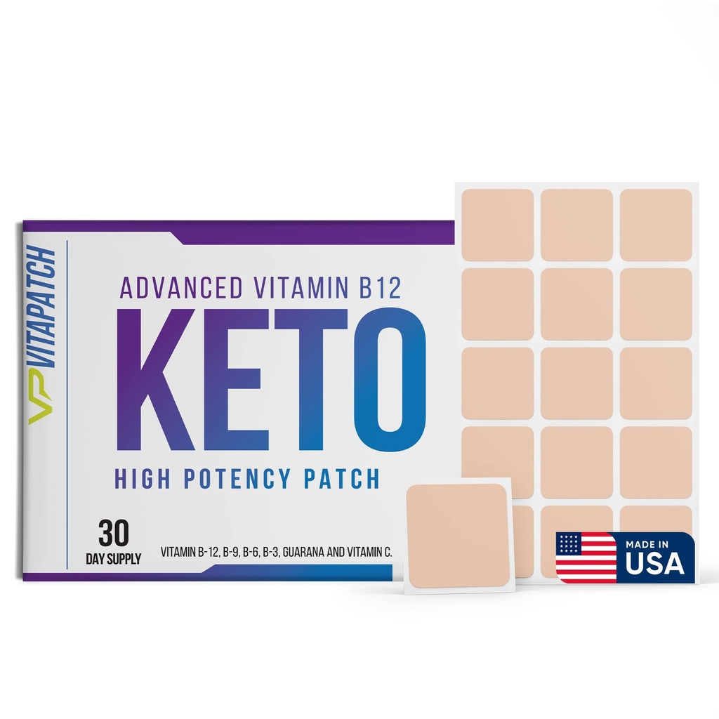Keto Patch avec B12 méthylcobalamine et vitamine Guarana B12 Patch pour l'énergie - 30 jours d'approvisionnement Keto et vitamine B12 Patches - Fabriqué aux États-Unis