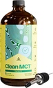 Niveau de nettoyage MCT Huile - 100% Caprylique C8 pour l'énergie, Focus, Gut Health, Cerveau Superfuel - Supplément kéto pour café et cétones kétogéniques - Non-OGM (Bouteille de verre de 32 oz)