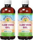 Lily Of The Desert Aloe Vera Gel - Filet intérieur épaississant Consistance Aloe Vera boisson avec des vitamines naturelles, enzymes digestives pour la santé Gut, soulagement de l'estomac, bien-être, peau Glowing, 32 Oz (paquet de 2)