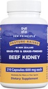 Zen Principle Grass Fed Beef Kidney Supplement, 210 Capsules, 3000 mg. DAO Enzyme for Histamine Health. Selenium and B12 for Thyroid Support.