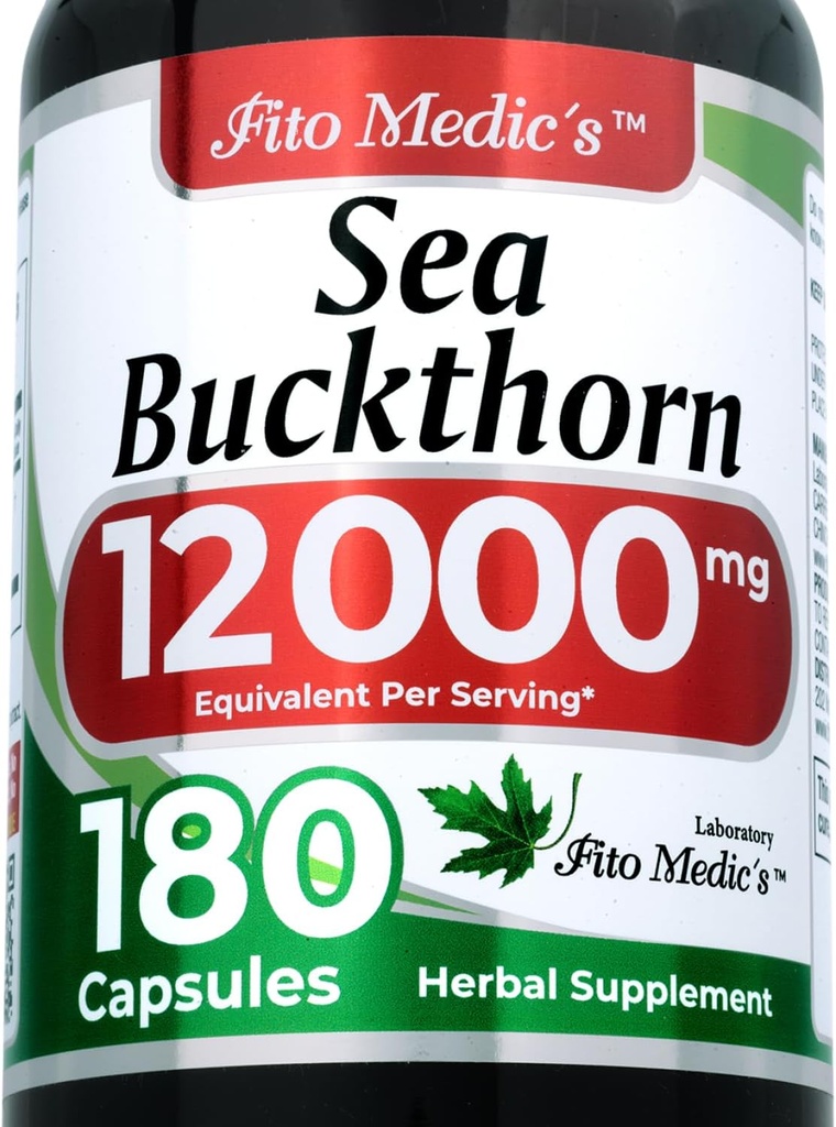 Laboratoire de la mer Buckthorn180 Capsules de 12000 mg de Omega 7 Sea Buckthorn de la mer Supplément d'épine de mer Omega 7 Supplément d'absorption ultra-haute.