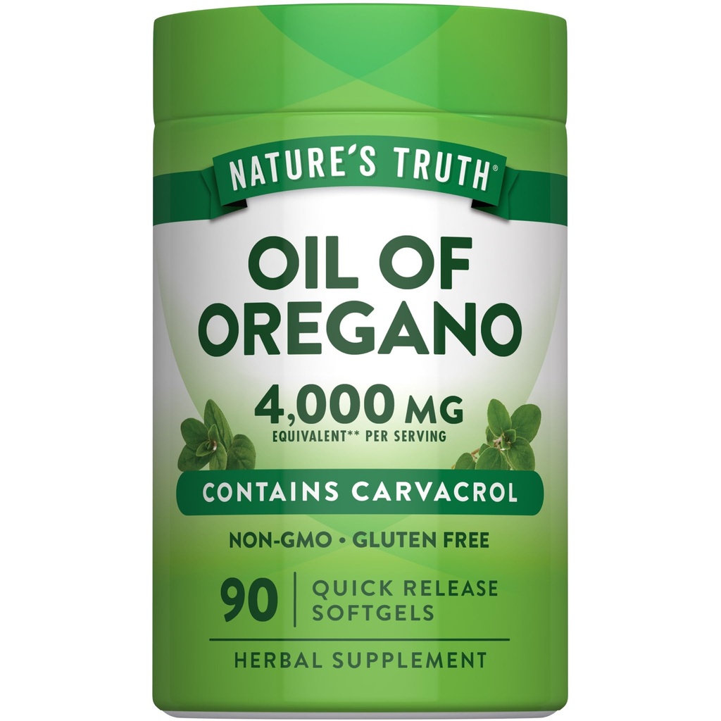 Nature's Truth Oregano Oil Softgels (90 pilules) Contient Carvacrol (non-OGM et supplément sans gluten)