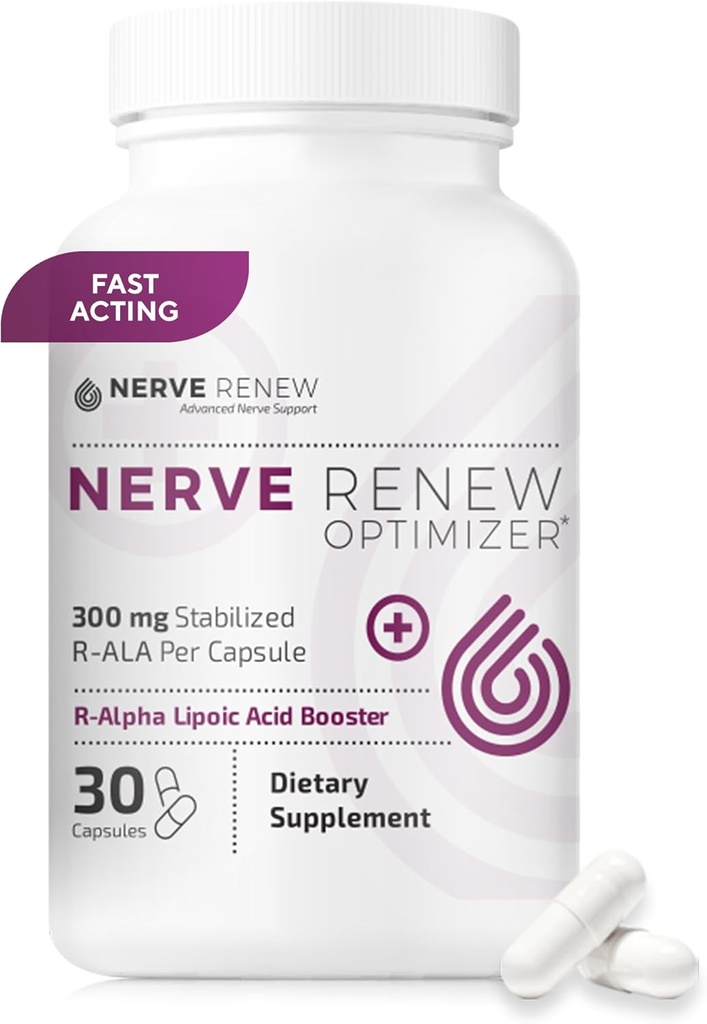NERVE RENOW Optimizer - Supplément diététique - 30 Capsules - 300 mg Acide Lipoïque R-Alpha stabilisé par Capsule pour le soutien naturel du malaise Nerve - Absorption rapide - Sûr et tout naturel
