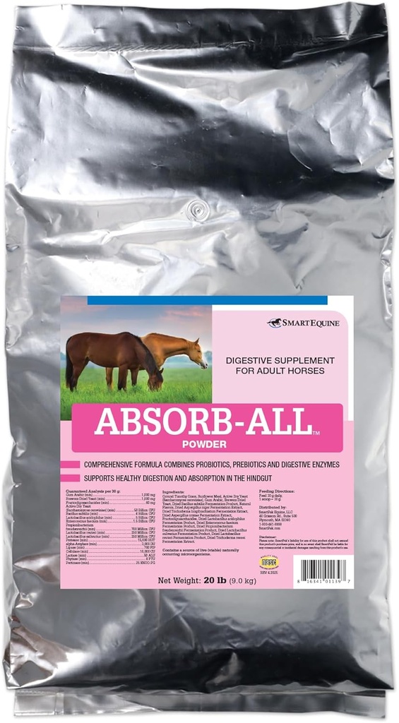 Absorber tout le monde Le supplément digestif des probiotiques du cheval comprend les probiotiques, les prébiotiques et les enzymes.