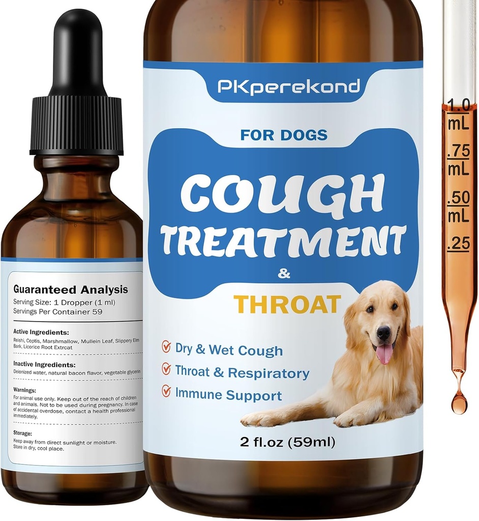 Traitement de la toux pour chiens - Revives Agression de la gorge, de la toux sèche et humide - Collapse de trachée et soutien respiratoire - Supplément immunitaire pour chiens - Remède naturel à base de plantes 2 oz