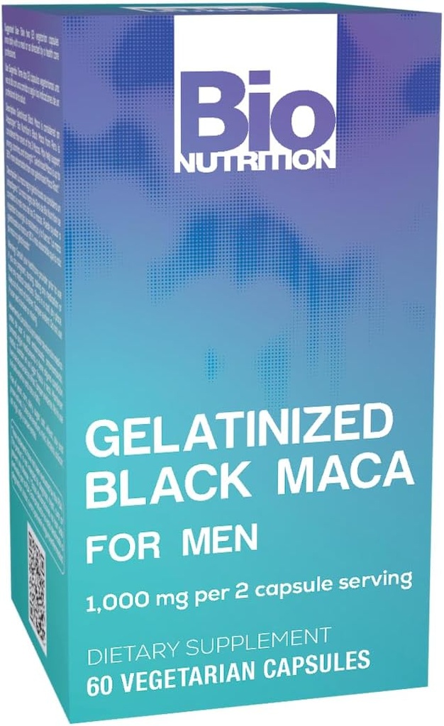 Bio Nutrition Gélatinisée Black Maca 60 Capsules végétariennes : 1 500 mg par portion
