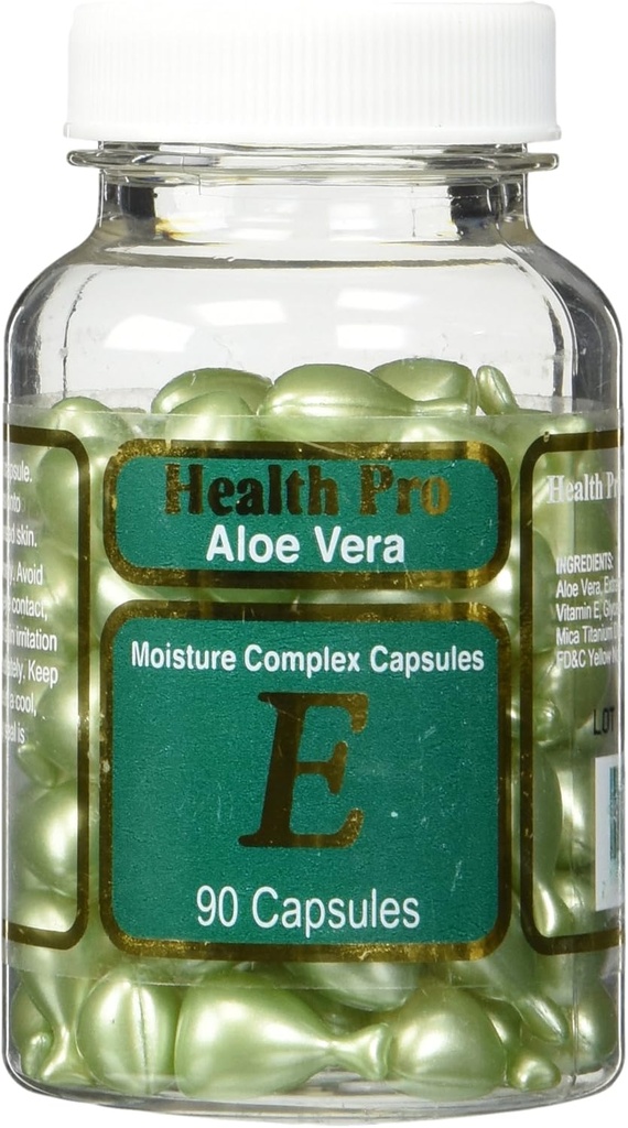 Huile de peau Aloe Vera & Vitamine E, 90 capsules vertes