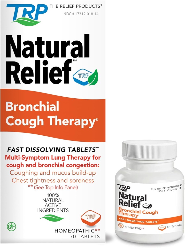 Les produits de secours Bronchial Cough Therapy comprimés à dissolution rapide - 100% ingrédients actifs naturels - 70 Compte