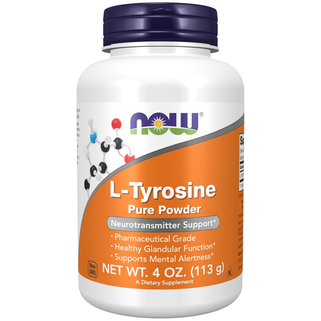 MAINTENANT compléments alimentaires, poudre de L-Tyrosine, forme libre, soutien aux neurotransmetteurs*, acide amino, 4-Ounce