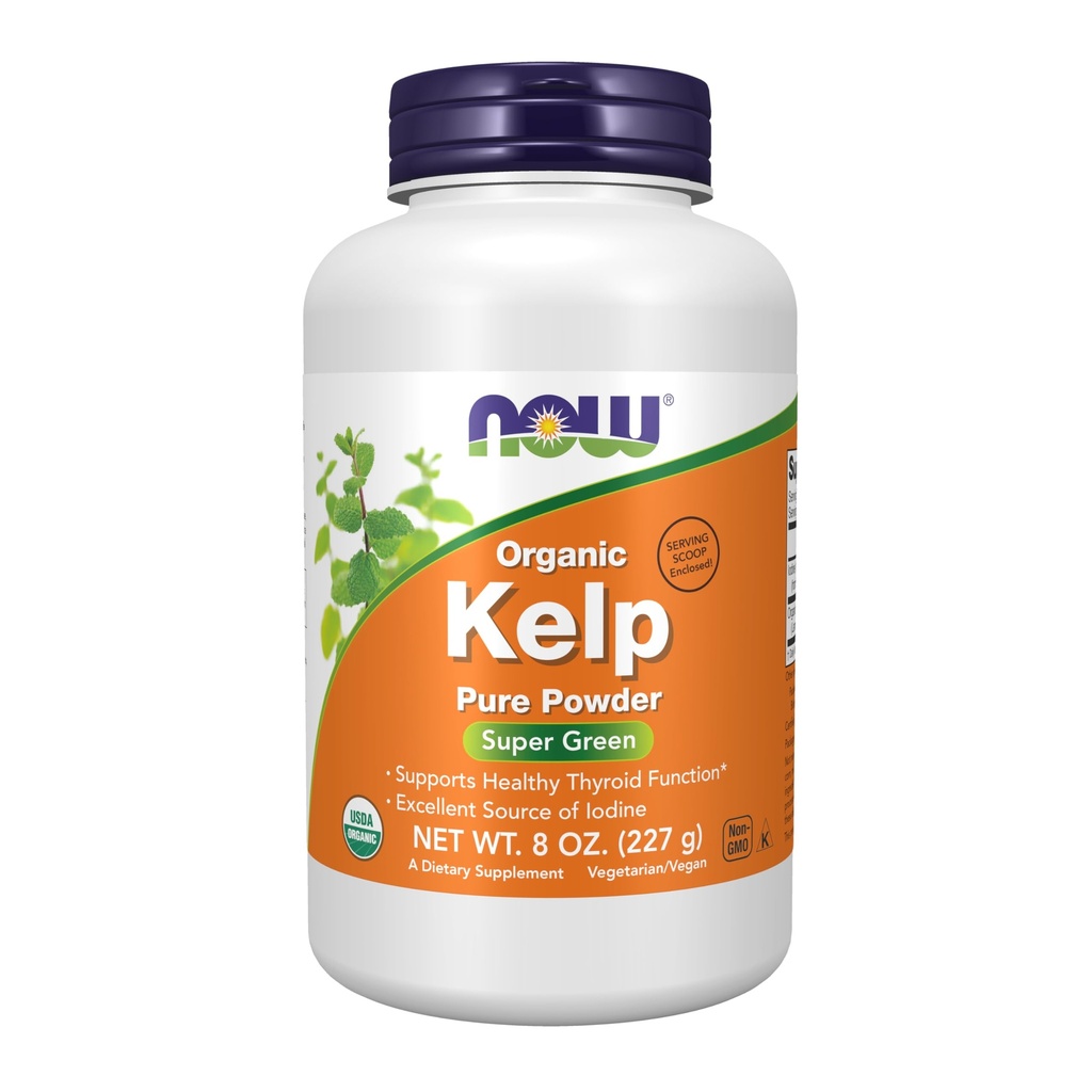 MAINTENANT Suppléments, poudre Kelp, certifié biologique, excellente source d'iode, Super vert, 8-Ounce