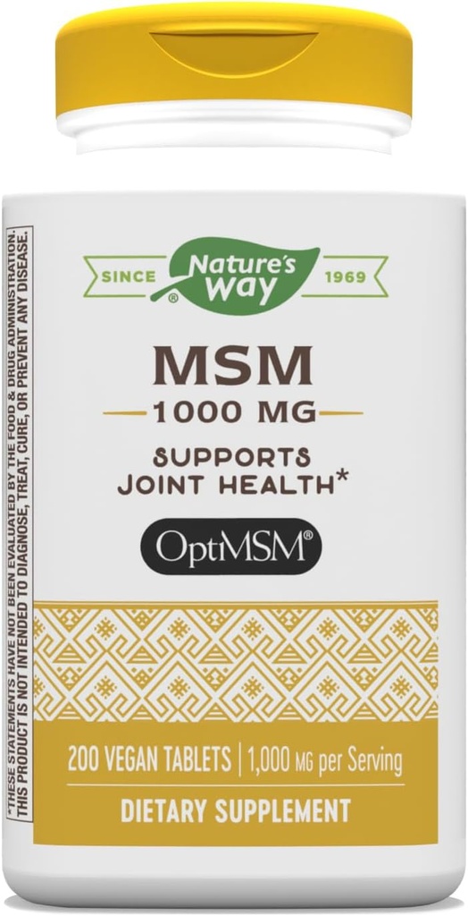 Nature's Way MSM 1000 mg - Supplément santé mixte* - avec méthylsulfonylméthane - sans gluten et végétalien - 200 Comprimés