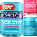 MAREE Bundle - Vitamin B1 Thiamine Gummies, Lip Mask, Face Moisturizer - A, E, D, C Vitamins - Collagen & Hyaluronic Acid, Retinol- Complex for Skin, Nails, Hair - Mask for Dry Lips - Anti-Aging Cream